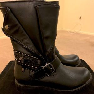 Black combat boots